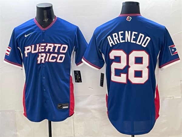 Puerto Rico #28 Nolan Arenado Royal 2026 World Classic Road Stadium Stitched Jersey