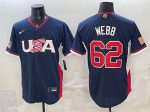 USA #62 Logan Webb Navy 2026 World Classic Road Stadium Stitched Jersey