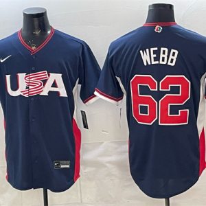 USA #62 Logan Webb Navy 2026 World Classic Road Stadium Stitched Jersey