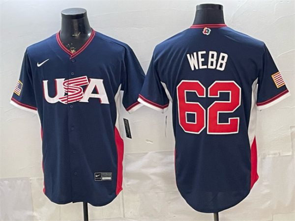 USA #62 Logan Webb Navy 2026 World Classic Road Stadium Stitched Jersey