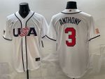 USA #3 Roman Anthony White 2026 World Classic Home Stadium Stitched Jersey