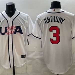 USA #3 Roman Anthony White 2026 World Classic Home Stadium Stitched Jersey