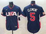 USA #5 Ernie Clement Navy 2026 World Classic Road Stadium Stitched Jersey