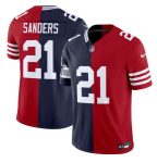 Dallas Cowboys X 49ers #21 Deion Sanders Navy Red Split F.U.S.E. Vapor Limited Stitched Jersey