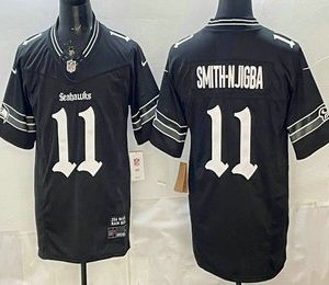Seattle Seahawks #11 Jaxon Smith Njigba Black 2025 FUSE Gothic Rain City Shadows Edition Vapor Limited Jersey
