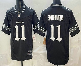 Seattle Seahawks #11 Jaxon Smith Njigba Black 2025 FUSE Gothic Rain City Shadows Edition Vapor Limited Jersey