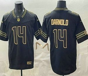 Seattle Seahawks #14 Sam Darnold Limited Black Gold FUSE Vapor Jersey