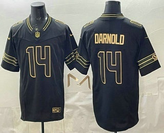 Seattle Seahawks #14 Sam Darnold Limited Black Gold FUSE Vapor Jersey