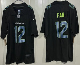 Seattle Seahawks #12 Fan Limited Black Fashion Vapor Jersey