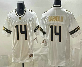 Seattle Seahawks #14 Sam Darnold Limited White Gold FUSE Vapor Jersey