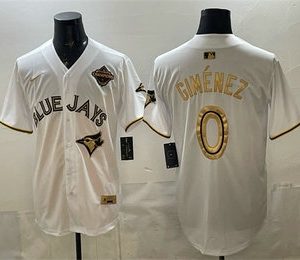 Toronto Blue Jays #0 Andres Gimenez White Gold 2025 American League Champions Limited Jersey