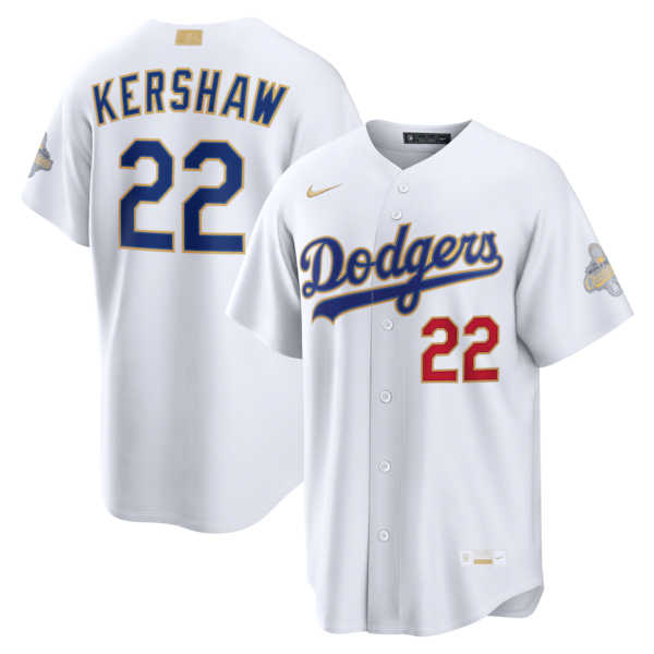 Los Angeles Dodgers #22 Clayton Kershaw Nike White 2026 Gold Collection Stadium Jersey