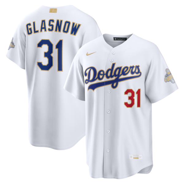 Los Angeles Dodgers #31 Tyler Glasnow Nike White 2026 Gold Collection Stadium Jersey