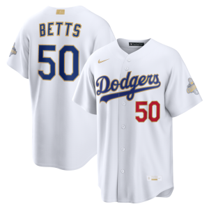 Los Angeles Dodgers #50 Mookie Betts Nike White 2026 Gold Collection Stadium Jersey