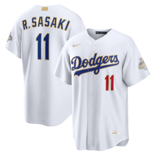 Los Angeles Dodgers #11 Roki Sasaki Nike White 2026 Gold Collection Stadium Jersey