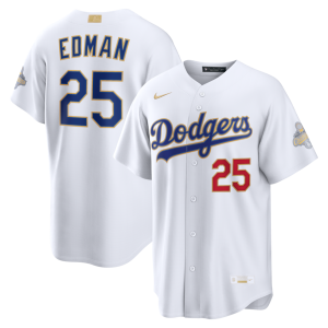Los Angeles Dodgers #25 Tommy Edman Nike White 2026 Gold Collection Stadium Jersey