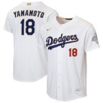 Los Angeles Dodgers #18 Yoshinobu Yamamoto Nike White 2026 Gold Collection Home Replica Jersey