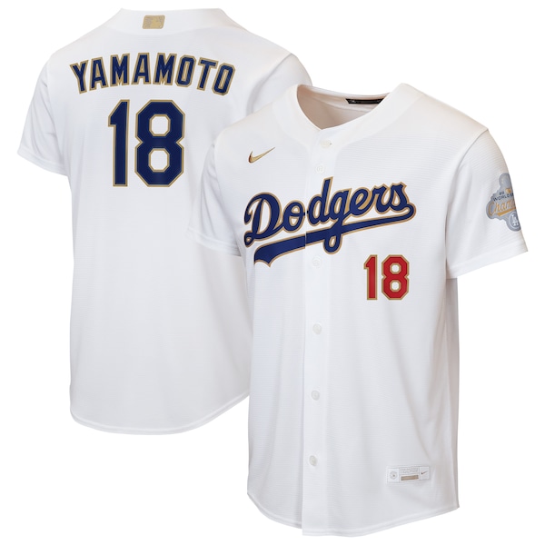 Los Angeles Dodgers #18 Yoshinobu Yamamoto Nike White 2026 Gold Collection Home Replica Jersey