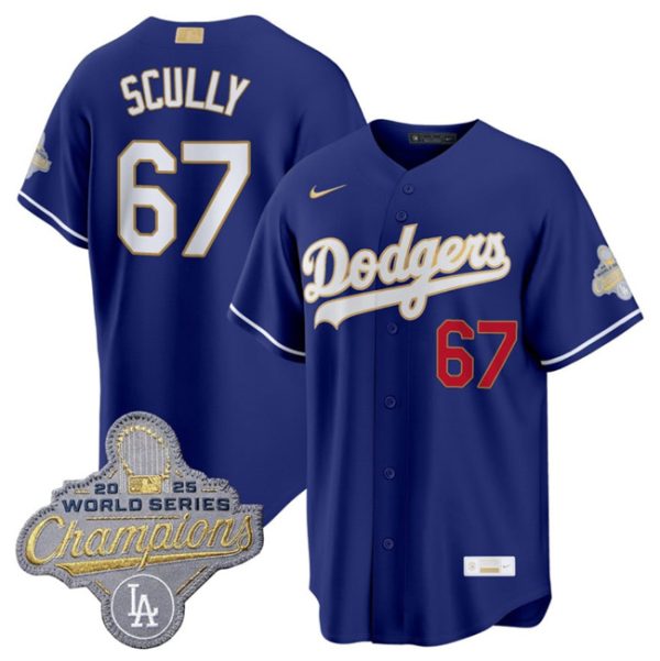 Los Angeles Dodgers #67 Vin Scully Royal 2026 Alternate Gold Collection Stadium Stitched Jersey
