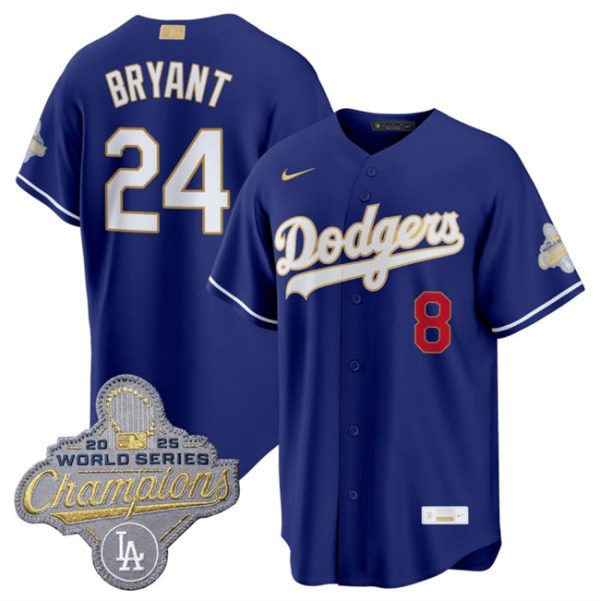 Los Angeles Dodgers #24 Kobe Bryant Royal 2026 Alternate Gold Collection Stadium Stitched Jersey