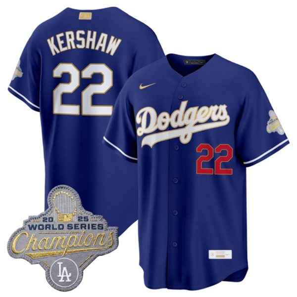Los Angeles Dodgers #22 Clayton Kershaw Royal 2026 Alternate Gold Collection Stadium Stitched Jersey
