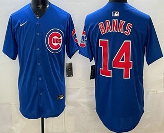 Chicago Cubs #14 Ernie Banks Blue Limited Jersey