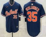 Detroit Tigers #35 Justin Verlander Navy Limited Jersey
