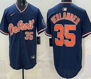 Detroit Tigers #35 Justin Verlander Navy Limited Jersey