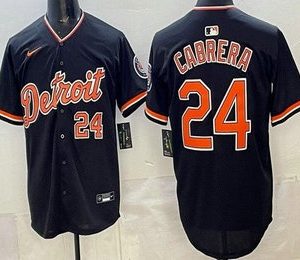 Detroit Tigers #24 Miguel Cabrera Navy Limited Jersey