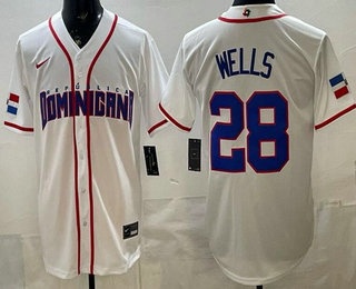 Dominican #28 Austin Wells White 2026 World Classic Cool Base Jersey