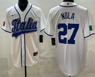 Italy #27 Aaron Nola White 2026 World Classic Cool Base Jersey