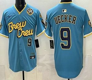Milwaukee Brewers #9 Bob Uecker Blue City Connect Limited Jersey
