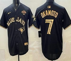 Toronto Blue Jays #7 Kazuma Okamoto Black Gold 2025 American League Champions Limited Stitched Jersey
