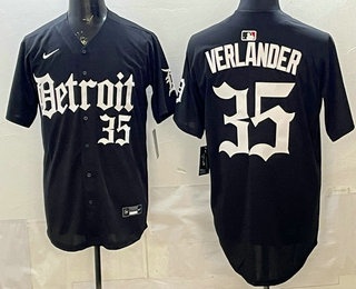 Detroit Tigers #35 Justin Verlander Black Limited Cool Base Stitched Jersey