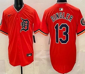 Detroit Tigers #13 Dillon Dingler Orange Limited Jersey