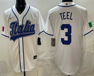 Italy #3 Kyle Teel White 2026 World Classic Cool Base Jersey