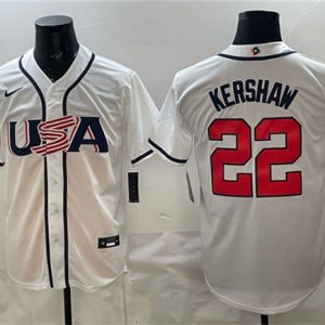 USA #22 Clayton Kershaw White 2026 World Classic Home Stadium Stitched Jersey
