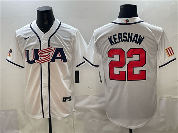USA #22 Clayton Kershaw White 2026 World Classic Home Stadium Stitched Jersey