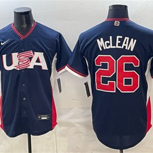 USA #26 Nolan McLean Navy 2026 World Classic Road Stadium Stitched Jersey