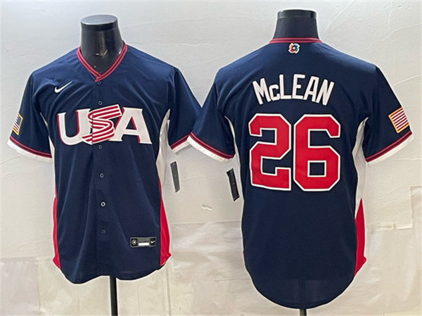 USA #26 Nolan McLean Navy 2026 World Classic Road Stadium Stitched Jersey