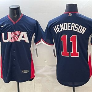 USA #11 Gunnar Henderson Navy 2026 World Classic Road Stadium Stitched Jersey