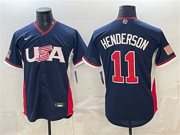 USA #11 Gunnar Henderson Navy 2026 World Classic Road Stadium Stitched Jersey