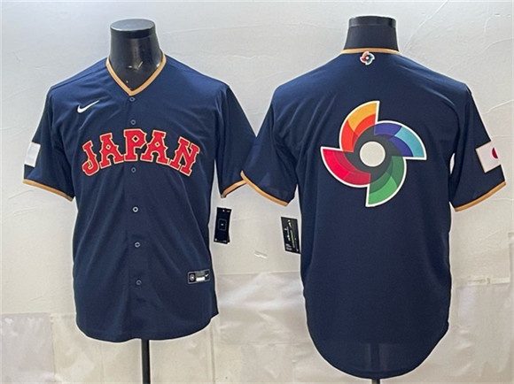 Japan Team Big Logo Navy 2026 World Classic Road Stadium Stitched Jersey