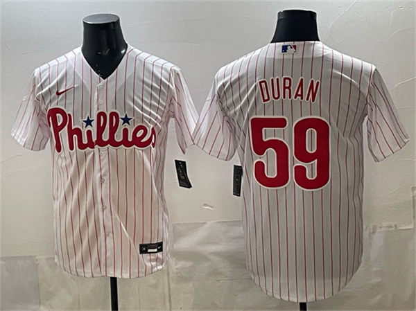 Philadelphia Phillies #59 Jhoan Dur¨¢n White Cool Base Stitched Jersey