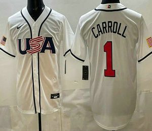 USA #1 Corbin Carroll White 2026 World Classic Cool Base Jersey