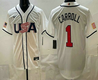 USA #1 Corbin Carroll White 2026 World Classic Cool Base Jersey