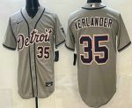 Detroit Tigers #35 Justin Verlander Grey Number Cool Base Jersey