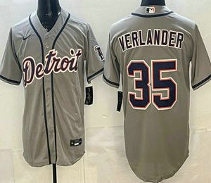 Detroit Tigers #35 Justin Verlander Grey Cool Base Jersey