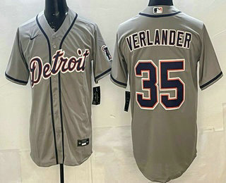 Detroit Tigers #35 Justin Verlander Grey Cool Base Jersey