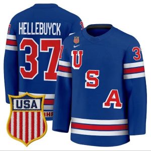 USA #37 Connor Hellebuyck Home Blue 2026 Olympic Jersey